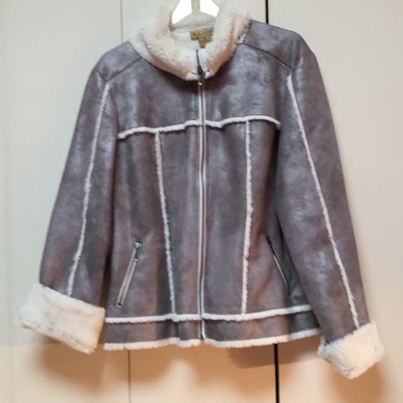 Iced Grey and White Faux Shearling Jacket - Picture 1 of 4
